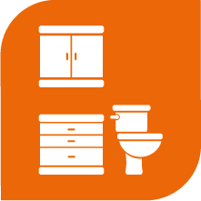 baño, cocina y casa