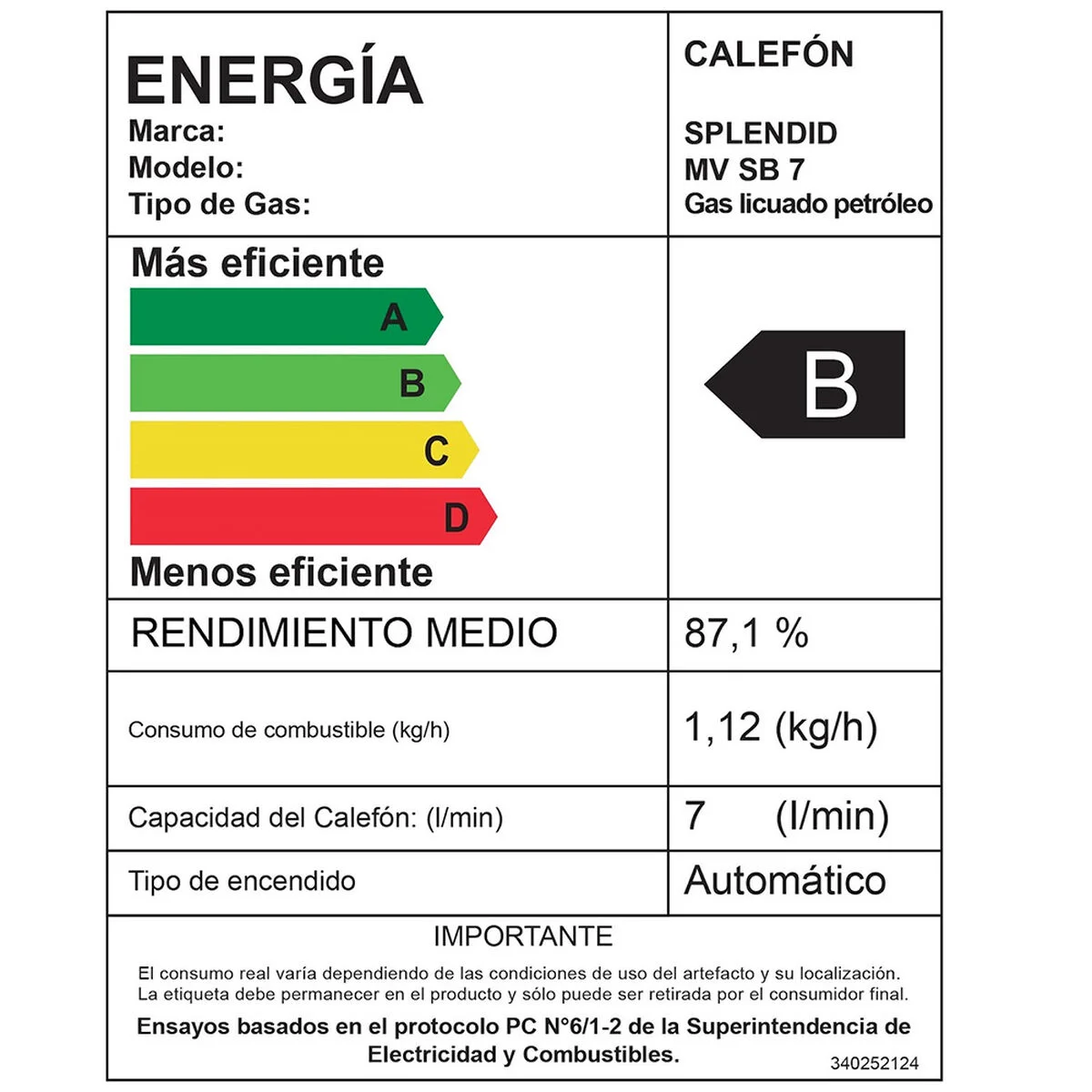 calefon splendid 7 lts master g/licuado(600074520) - Imagen 6