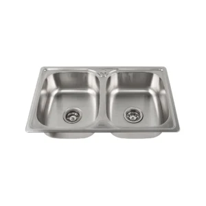 Lavamanos Empotrar 78X48,9Cm 2 Cubetas C/Sifon Y Desague