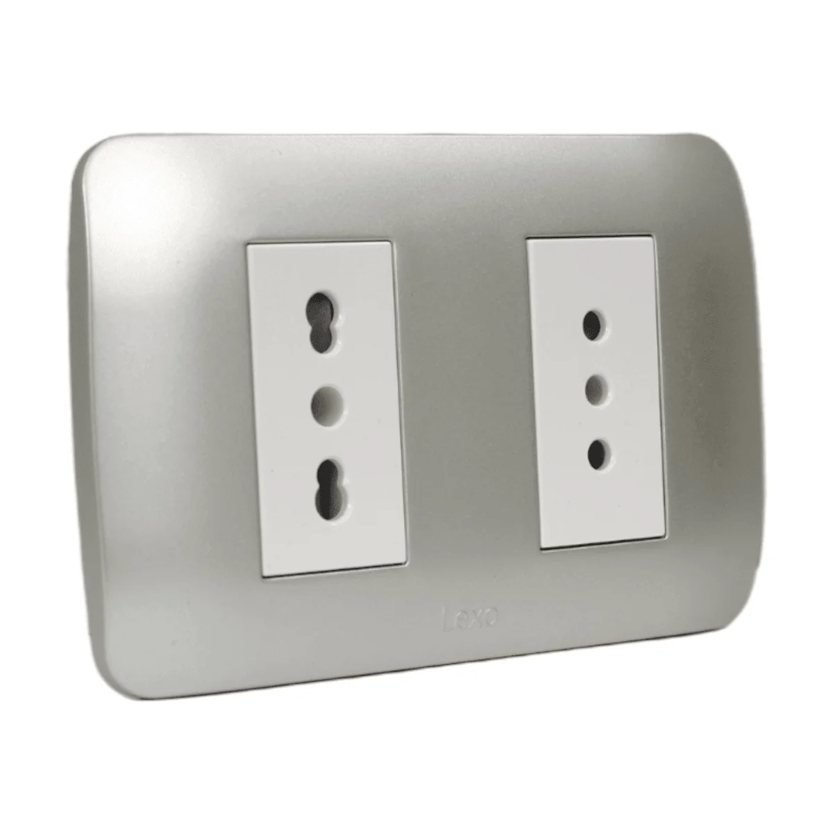 toma doble 10a + 10/16a plata blanco 5380118e