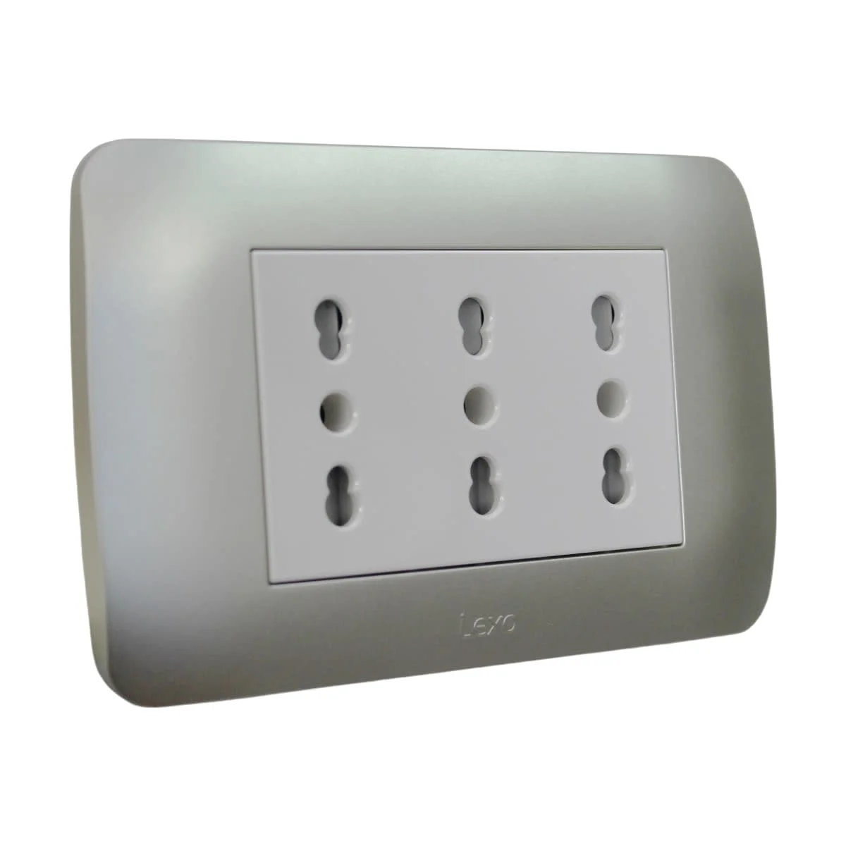 toma triplex 10/16a blanco plata 58402006