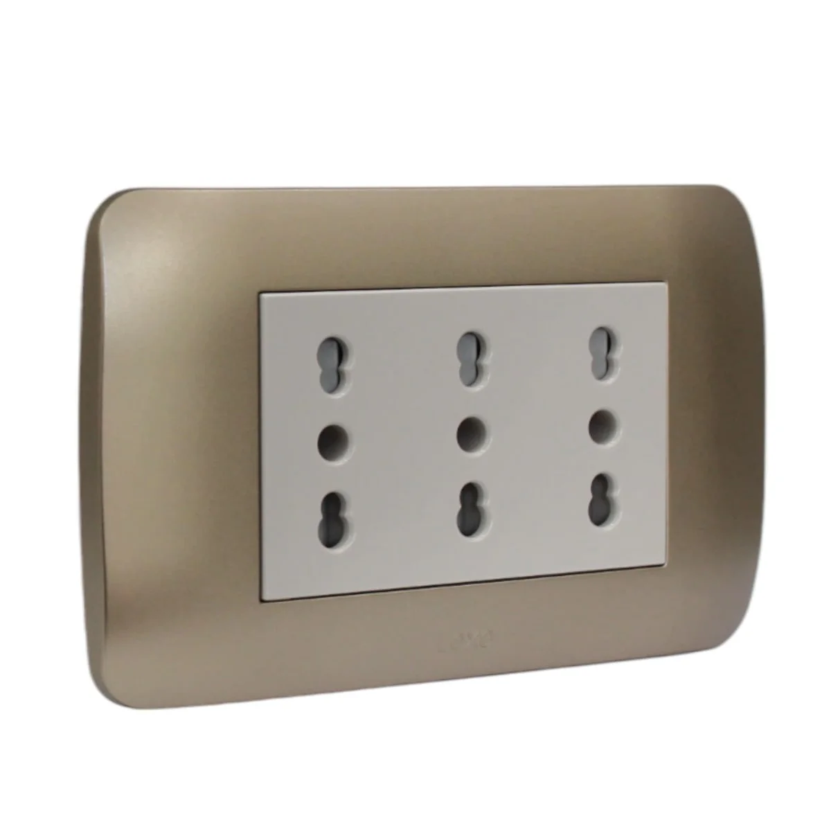 toma triplex 10/16a titanio beige 58402008