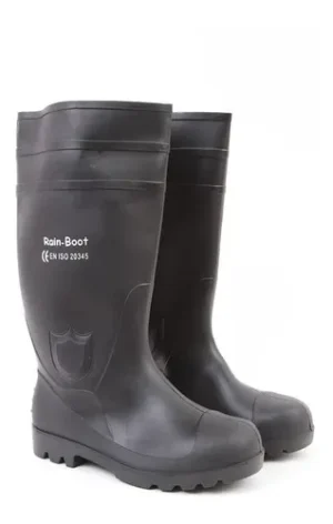 bota pvc punta y planta acero, negra, talla 38