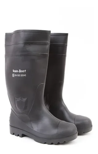 bota pvc punta y planta acero, negra, talla 40