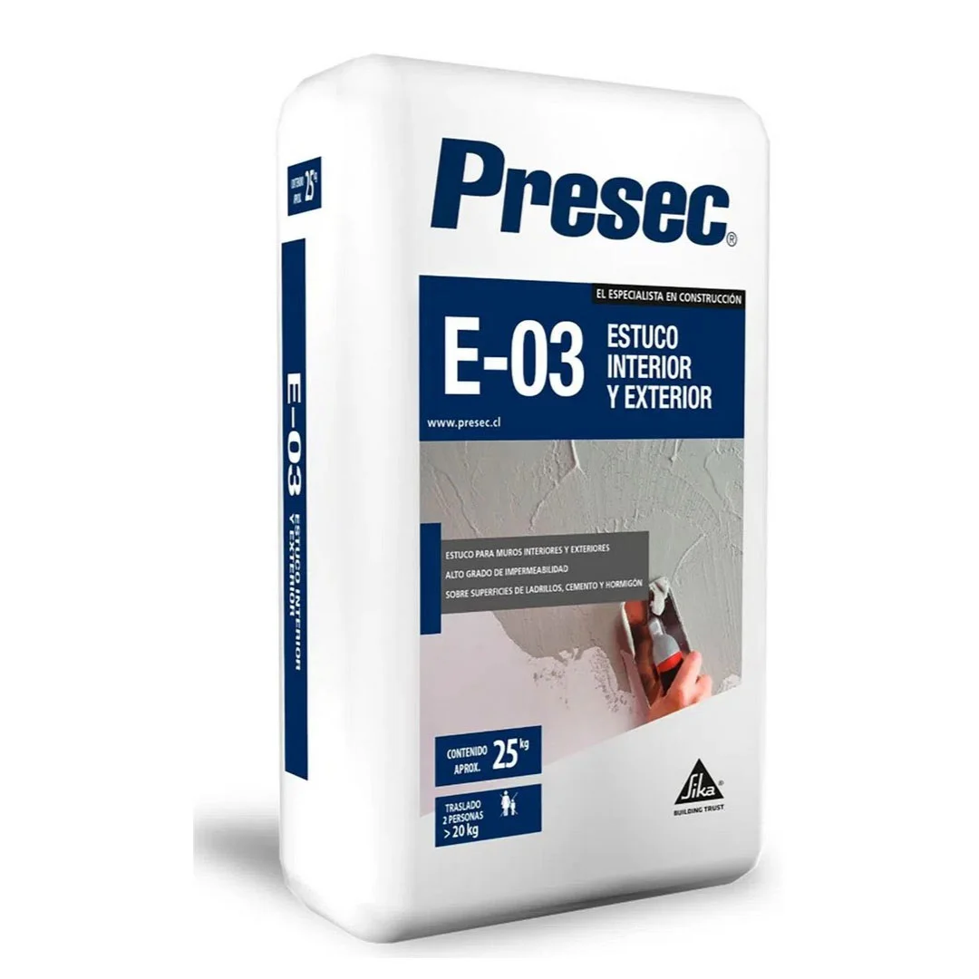 Presec E-03 estuco int y ext saco 25kg (63xpallet)